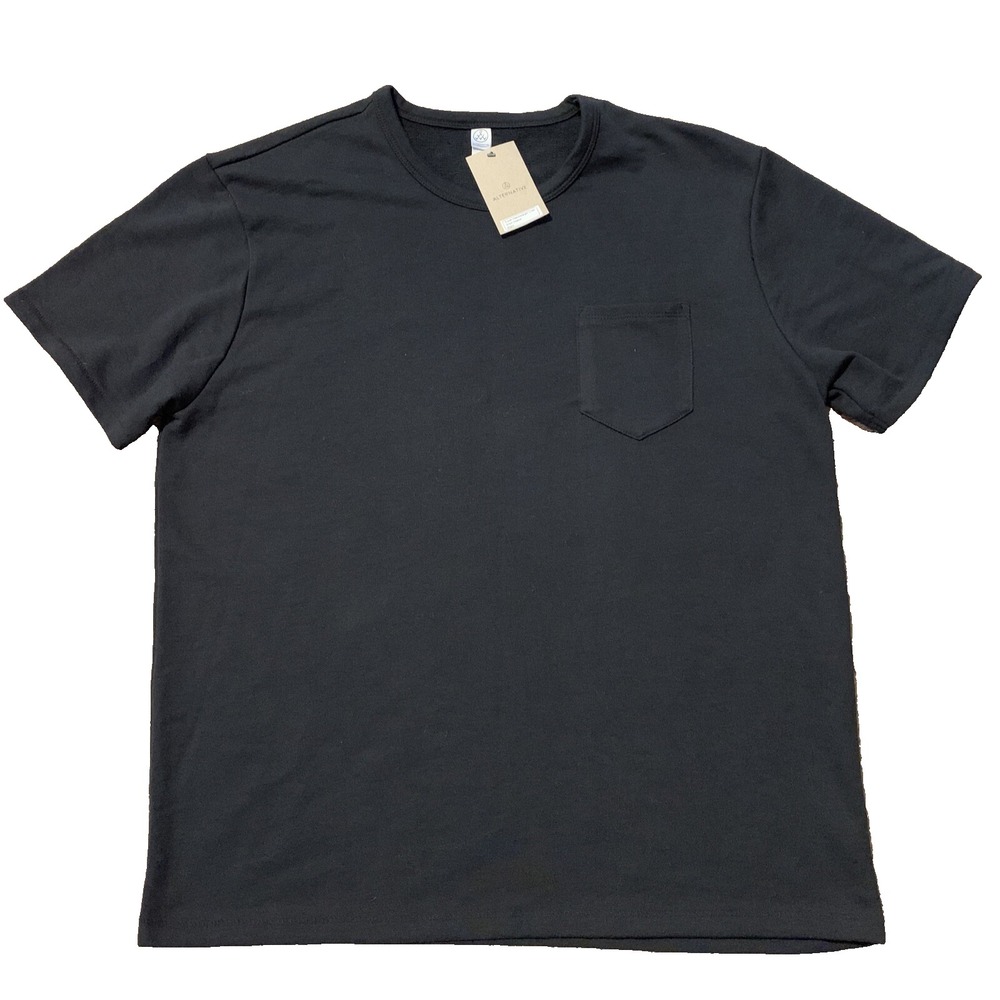 Alternative Super Heavyweight Men T-Shirt Crew Neck Short Sleeves Black Size XL